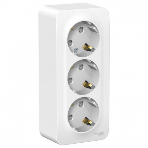 Розетка 3-м ОП Blanca 16А IP20 250В с заземл. защ. шторки с изолир. пластиной бел. SE BLNRA011311 BLNRA011311