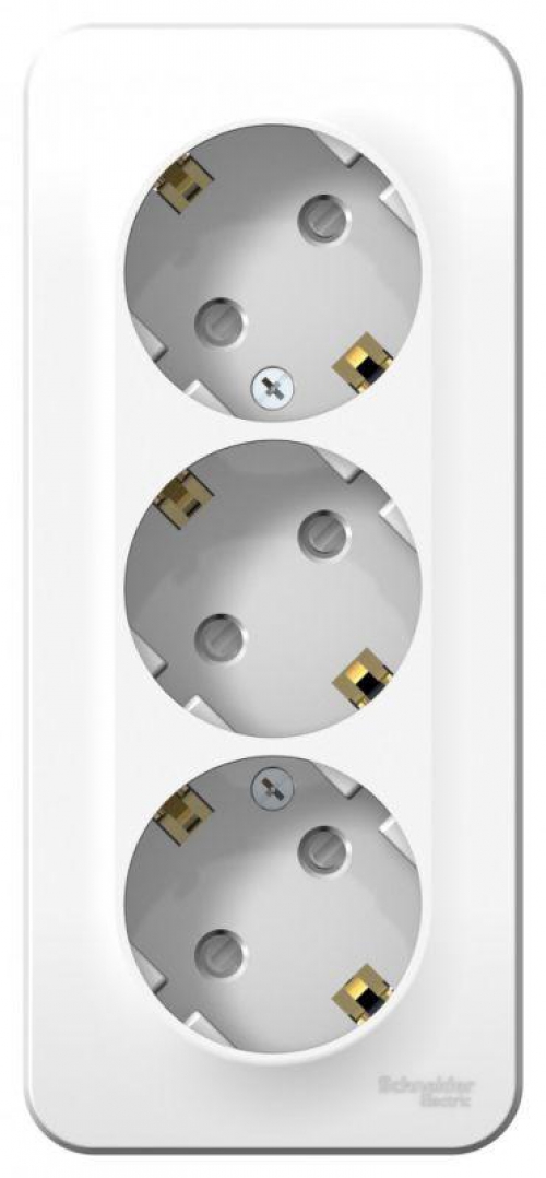 Розетка 3-м ОП Blanca 16А IP20 250В с заземл. защ. шторки с изолир. пластиной бел. SE BLNRA011311 BLNRA011311