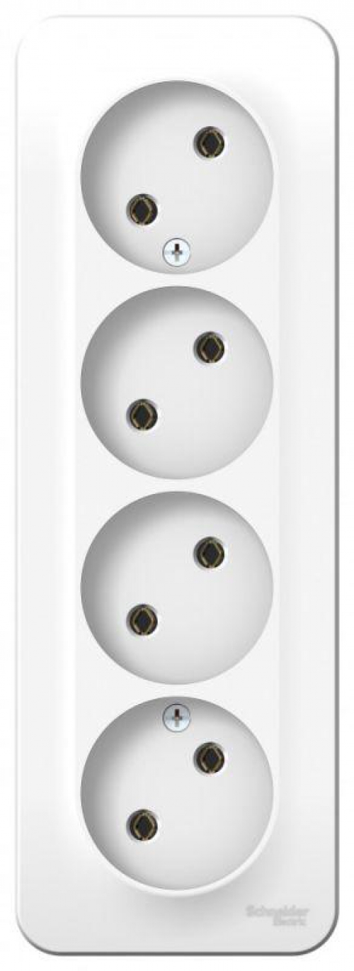 Розетка 4-м ОП Blanca 16А IP20 250В без заземл. без защ. шторок с изолир. пластиной бел. SE BLNRA000411 BLNRA000411