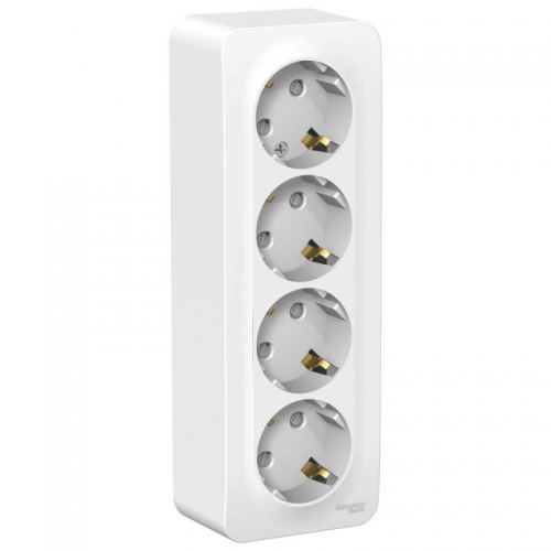 Розетка 4-м ОП Blanca 16А IP20 250В с заземл. защ. шторки с изолир. пластиной бел. SE BLNRA011411 BLNRA011411