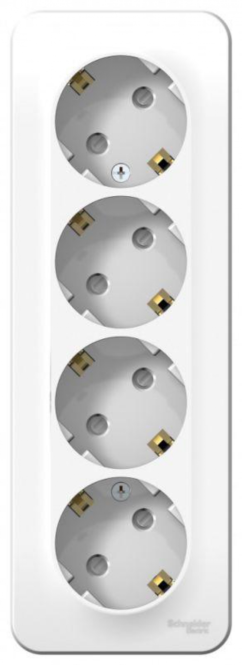 Розетка 4-м ОП Blanca 16А IP20 250В с заземл. защ. шторки с изолир. пластиной бел. SE BLNRA011411 BLNRA011411