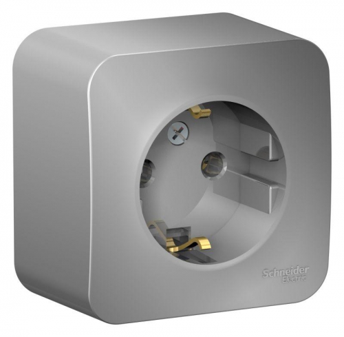 Розетка 1-м ОП Blanca 16А IP20 250В с заземл. без защ. шторок с изолир. пластиной алюм. SE BLNRA010113 BLNRA010113