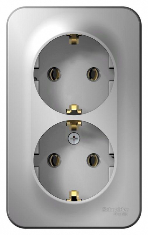 Розетка 2-м ОП Blanca 16А IP20 250В с заземл. без защ. шторок с изолир. пластиной алюм. SE BLNRA010213 BLNRA010213