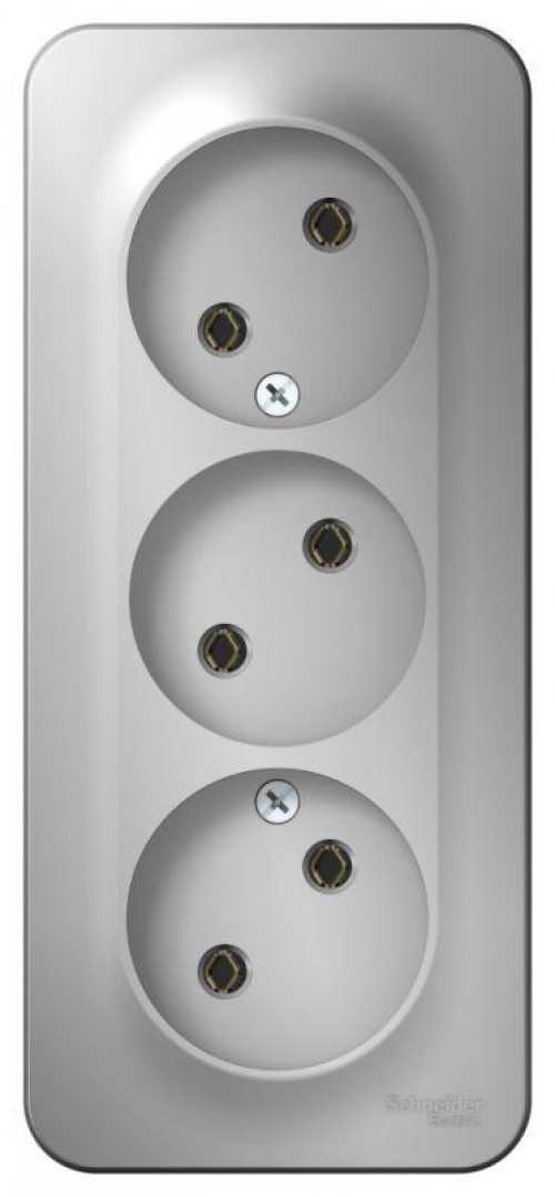 Розетка 3-м ОП Blanca 16А IP20 250В без заземл. без защ. шторок с изолир. пластиной алюм. SE BLNRA000313 BLNRA000313