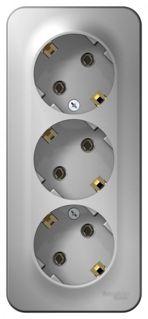 Розетка 3-м ОП Blanca 16А IP20 250В с заземл. без защ. шторок с изолир. пластиной алюм. SE BLNRA010313 BLNRA010313