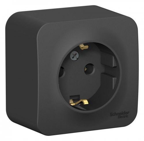 Розетка 1-м ОП Blanca 16А IP20 250В с заземл. без защ. шторок с изолир. пластиной антрацит SE BLNRA010116 BLNRA010116