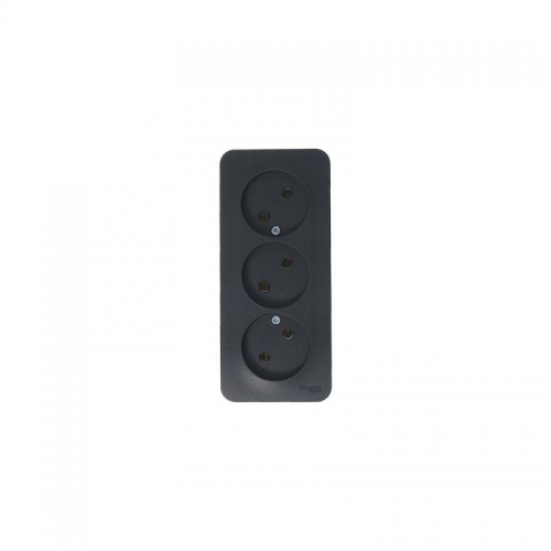 Розетка 3-м ОП Blanca 16А IP20 250В без заземл. без защ. шторок с изолир. пластиной антрацит SE BLNRA000316 BLNRA000316