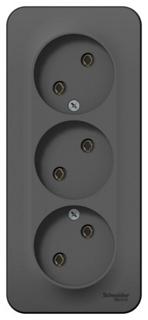 Розетка 3-м ОП Blanca 16А IP20 250В без заземл. без защ. шторок с изолир. пластиной антрацит SE BLNRA000316 BLNRA000316