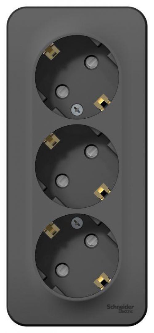 Розетка 3-м ОП Blanca 16А IP20 250В с заземл. защ. шторки с изолир. пластиной антрацит SE BLNRA011316 BLNRA011316