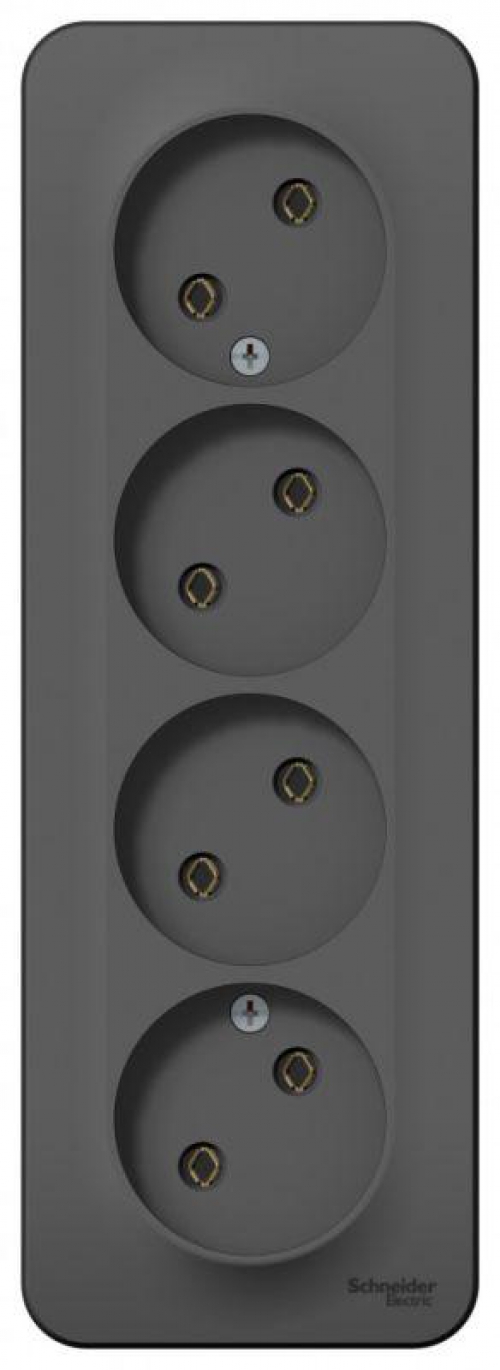 Розетка 4-м ОП Blanca 16А IP20 250В без заземл. без защ. шторок с изолир. пластиной антрацит SE BLNRA000416 BLNRA000416