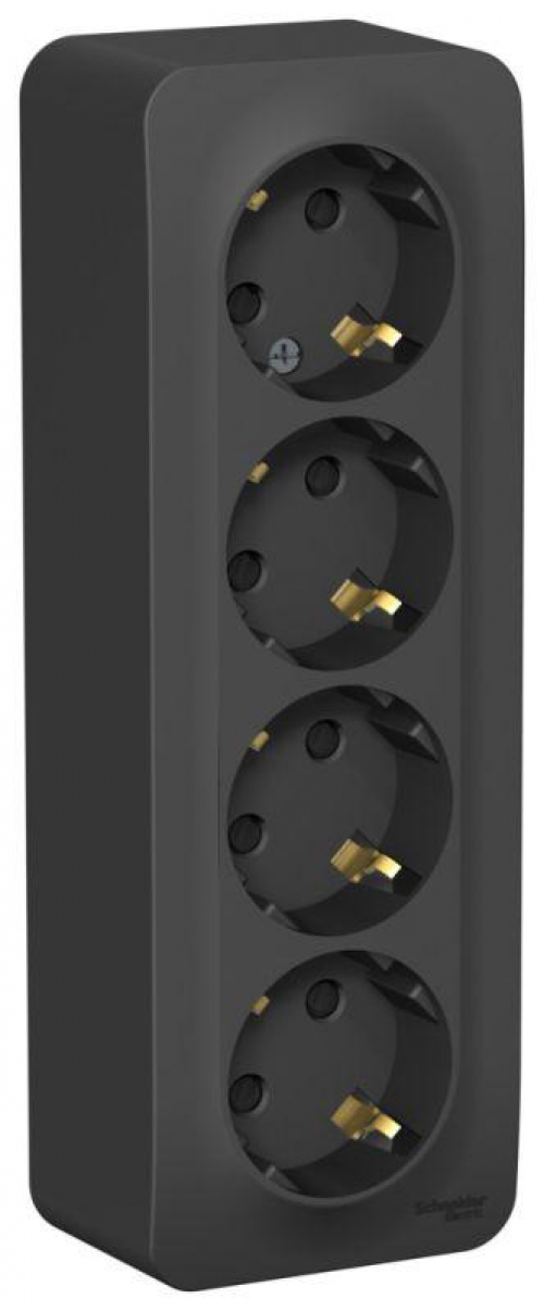 Розетка 4-м ОП Blanca 16А IP20 250В с заземл. защ. шторки с изолир. пластиной антрацит SE BLNRA011416 BLNRA011416