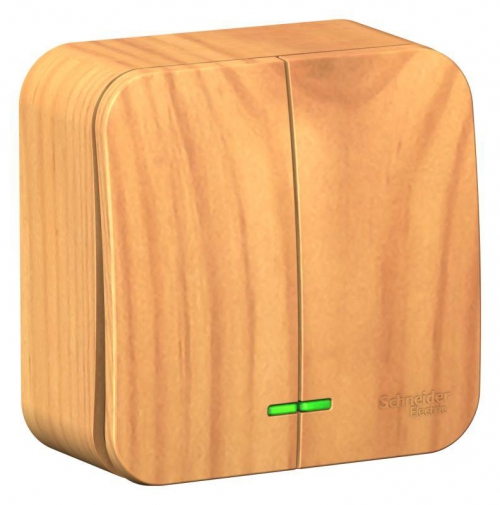 Выключатель 2-кл. ОП Blanca 10А IP20 (сх. 5) 250В с подсветкой с изолир. пластиной ясень SE BLNVA105115 BLNVA105115