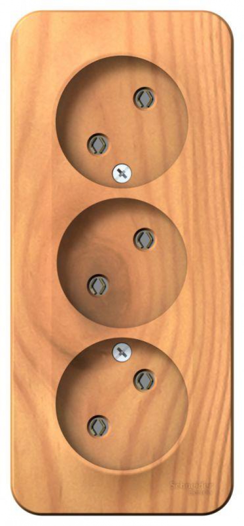 Розетка 3-м ОП Blanca 16А IP20 250В без заземл. без защ. шторок с изолир. пластиной ясень SE BLNRA000315 BLNRA000315