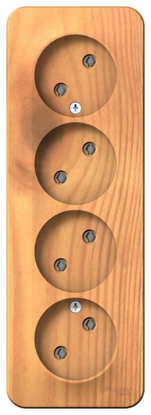 Розетка 4-м ОП Blanca 16А IP20 250В без заземл. без защ. шторок с изолир. пластиной ясень SE BLNRA000415 BLNRA000415