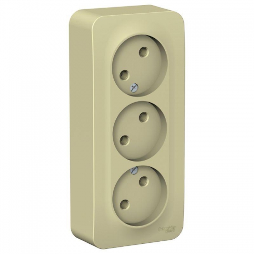 Розетка 3-м ОП Blanca 16А IP20 250В без заземл. без защ. шторок с изолир. пластиной беж. SE BLNRA000317 BLNRA000317