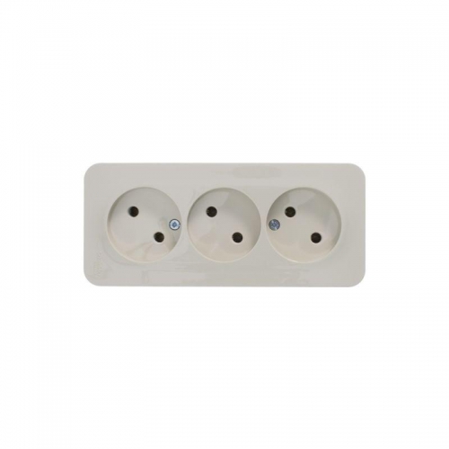 Розетка 3-м ОП Blanca 16А IP20 250В без заземл. без защ. шторок с изолир. пластиной беж. SE BLNRA000317 BLNRA000317