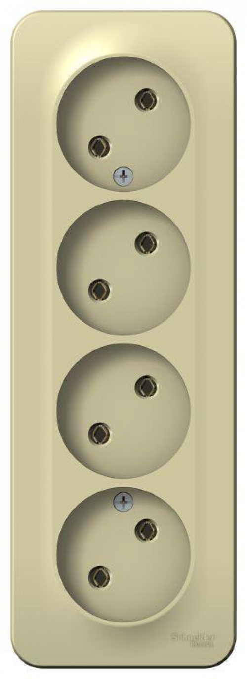 Розетка 4-м ОП Blanca 16А IP20 250В без заземл. без защ. шторок с изолир. пластиной беж. SE BLNRA000417 BLNRA000417