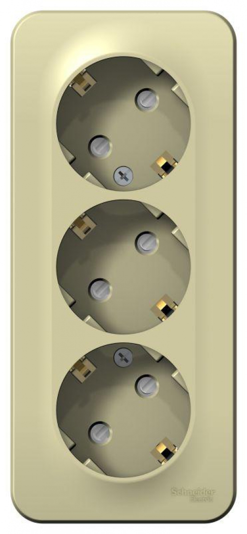 Розетка 3-м ОП Blanca 16А IP20 250В с заземл. защ. шторки с изолир. пластиной беж. SE BLNRA011317 BLNRA011317