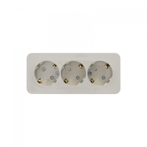 Розетка 3-м ОП Blanca 16А IP20 250В с заземл. защ. шторки с изолир. пластиной беж. SE BLNRA011317 BLNRA011317