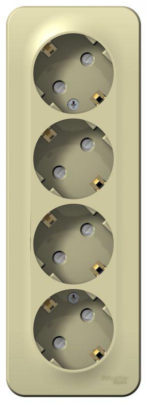 Розетка 4-м ОП Blanca 16А IP20 250В с заземл. защ. шторки с изолир. пластиной беж. SE BLNRA011417 BLNRA011417