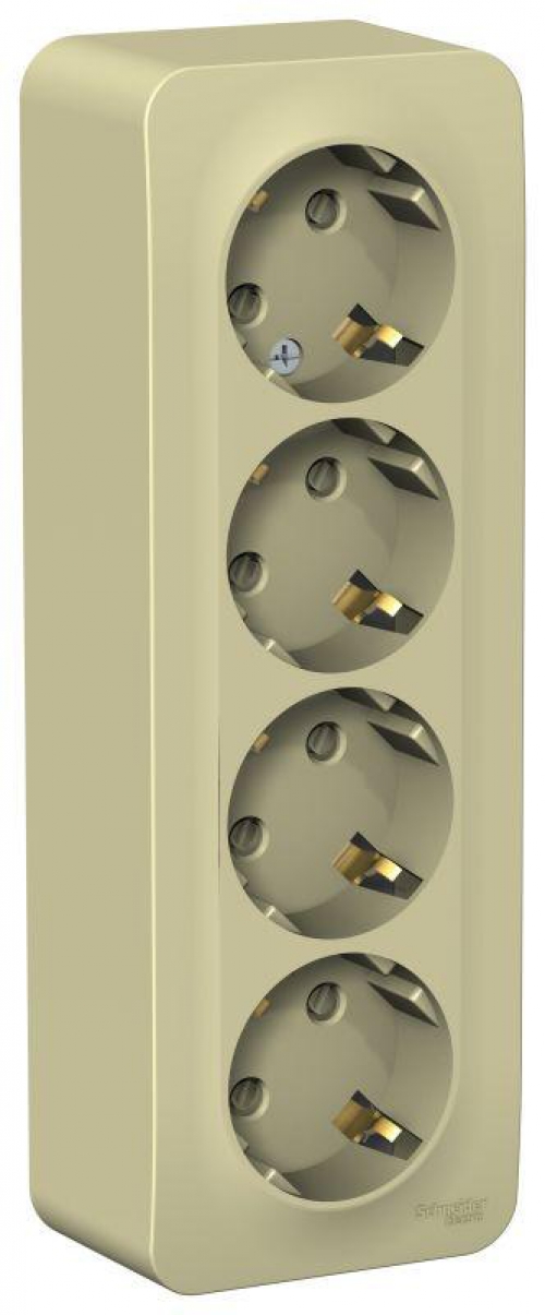 Розетка 4-м ОП Blanca 16А IP20 250В с заземл. защ. шторки с изолир. пластиной беж. SE BLNRA011417 BLNRA011417