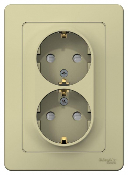 Розетка 2-м СП Blanca 16А IP20 250В с заземл. защ. шторки беж. SE BLNRS001127 BLNRS001127