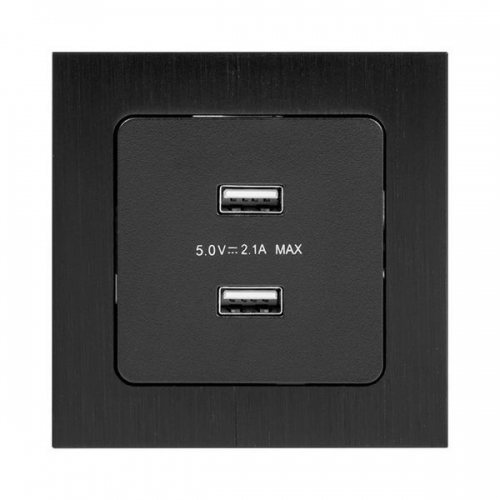 Розетка USB 2-м Стокгольм 2.1А механизм черн. PROxima EKF EZR16-028-10-2USB EZR16-028-10-2USB