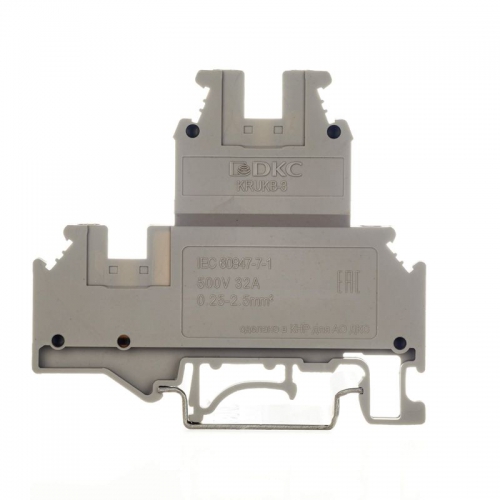 Клемма двухуровневая винтовой зажим 4 точки подключения 2.5кв.мм сер. DKC KRUKB-3 KRUKB-3