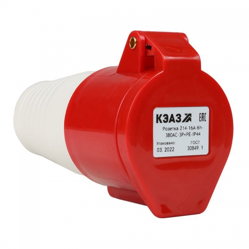 Розетка кабельная 214 16А 380AC 3P+PE 6ч IP44 КЭАЗ 222750 222750