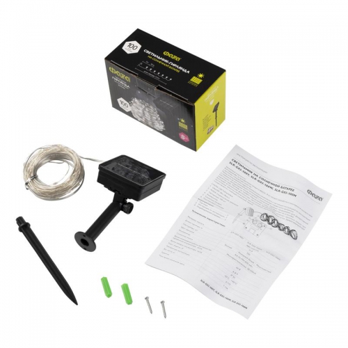 Светильник светодиодный садовый SLR-G03-100W нить 100LED холод. бел. на солнечн. батарее ФАZА 5033313 5033313