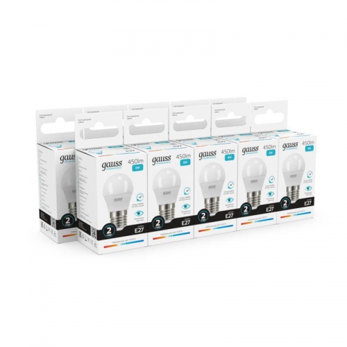 Лампа светодиодная Elementary 6Вт P45 шар 4100К нейтр. бел. E27 450лм GAUSS 53226 53226