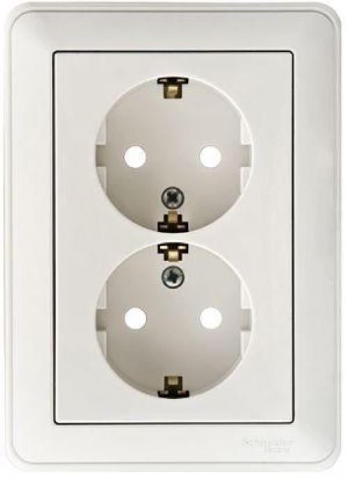 Розетка 2-м СП W59 16А IP20 с заземл. защ. шторки в сборе бел. SE RS16-255-18 RS16-255-18