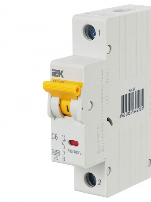 Выключатель автоматический модульный 1п C 6А 6кА ВА47-60M IEK MVA31-1-006-C MVA31-1-006-C