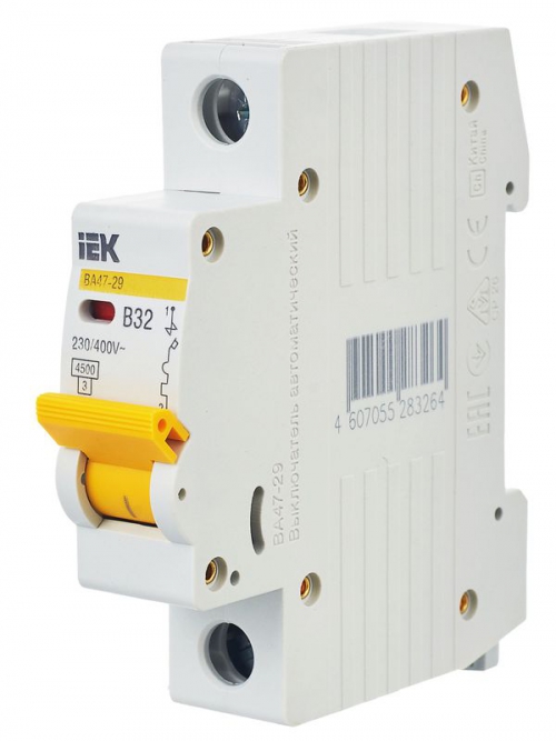 Выключатель автоматический модульный 1п B 32А 4.5кА ВА47-29 IEK MVA20-1-032-B MVA20-1-032-B
