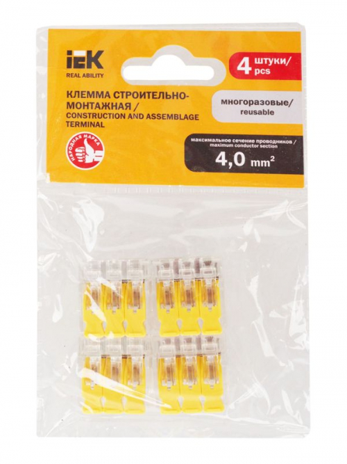 Клемма строительно-монтажная СМК 228-413 (уп.4шт) IEK UKZ60-413-004 UKZ60-413-004