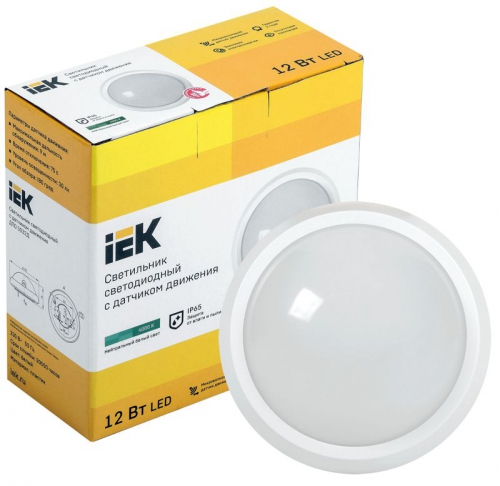 Светильник светодиодный ДПО 5032Д 12Вт 4000К IP65 круг бел. с ДД IEK LDPO1-5032D-12-4000-K01 LDPO1-5032D-12-4000-K01