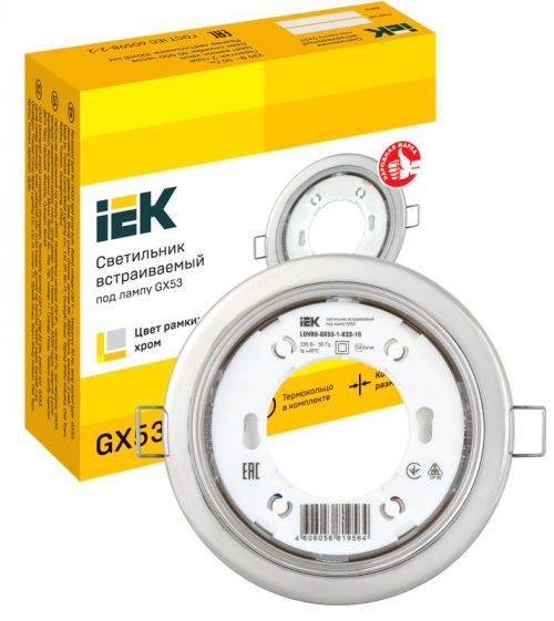 Светильник точечный GX53 встраив. хром. IEK LUVB0-GX53-1-K23 LUVB0-GX53-1-K23