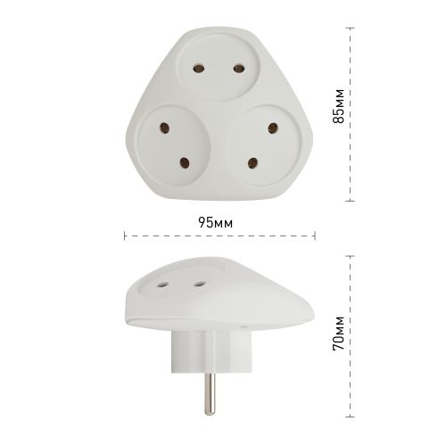 Разветвитель 3-м без заземл. 10А IP20 SPx-3-W бел. Эра Б0053481 Б0053481