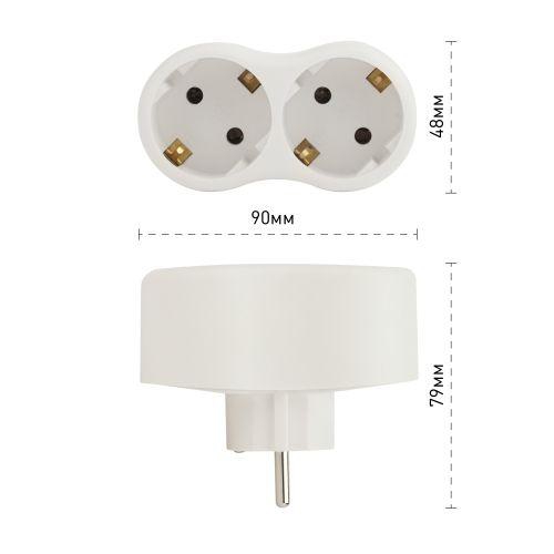 Разветвитель 2-м с заземл. 16А IP20 SPx-2e-W бел. Эра Б0053478 Б0053478