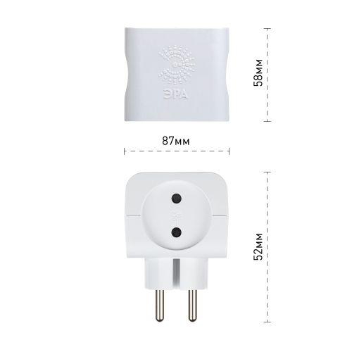 Разветвитель 4-м без заземл. 16А IP20 SP-4-W бел. Эра Б0005103 Б0005103