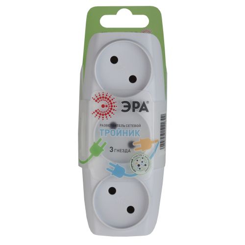 Разветвитель 3-м без заземл. 16А IP20 SP-3-W бел. Эра C0045527 C0045527