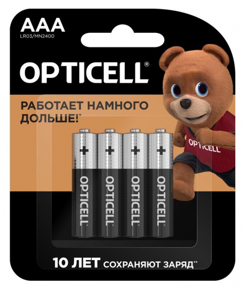 Элемент питания алкалиновый AAA/LR03 (блист. 4шт) Basic Opticell 5051002 5051002