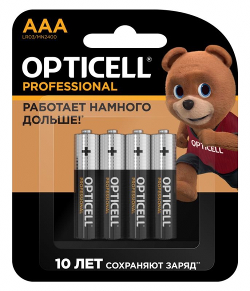 Элемент питания алкалиновый AAA/LR03 (блист. 4шт) Professional Opticell 5052002 5052002