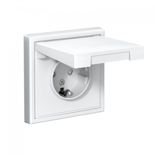 Розетка ArtGallery 16А IP20 с заземл. защ. шторки с крышкой механизм бел. SE GAL000146 GAL000146