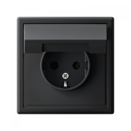 Розетка ArtGallery 16А IP20 с заземл. защ. шторки с крышкой механизм карбон SE GAL001046 GAL001046