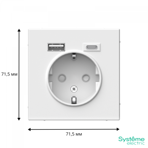 Розетка ArtGallery 16А с 2-мя заряд. устройствами USB A+C 5В/2.4А/3А 2х5В/1.5А механизм бел. SE GAL000132 GAL000132