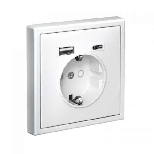 Розетка ArtGallery 16А с 2-мя заряд. устройствами USB A+C 5В/2.4А/3А 2х5В/1.5А механизм бел. SE GAL000132 GAL000132