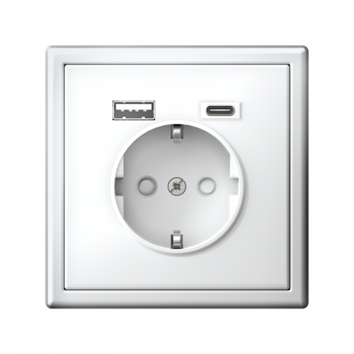 Розетка ArtGallery 16А с 2-мя заряд. устройствами USB A+C 5В/2.4А/3А 2х5В/1.5А механизм бел. SE GAL000132 GAL000132