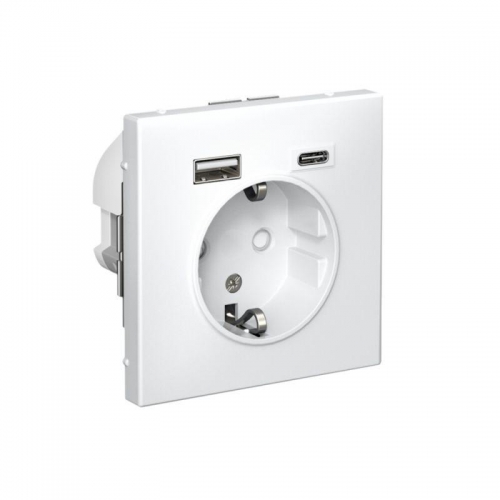 Розетка ArtGallery 16А с 2-мя заряд. устройствами USB A+C 5В/2.4А/3А 2х5В/1.5А механизм бел. SE GAL000132 GAL000132