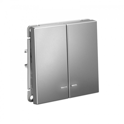 Выключатель 2-кл. ArtGallery (сх. 5а) 10AX с подсветкой механизм сталь SE GAL000953 GAL000953